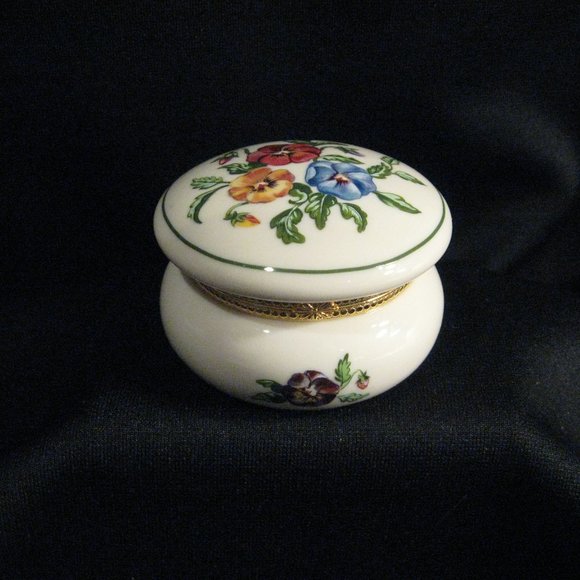 PartyLite Accents Partylite Floral Ceramic Hinged Lid Trinket Box